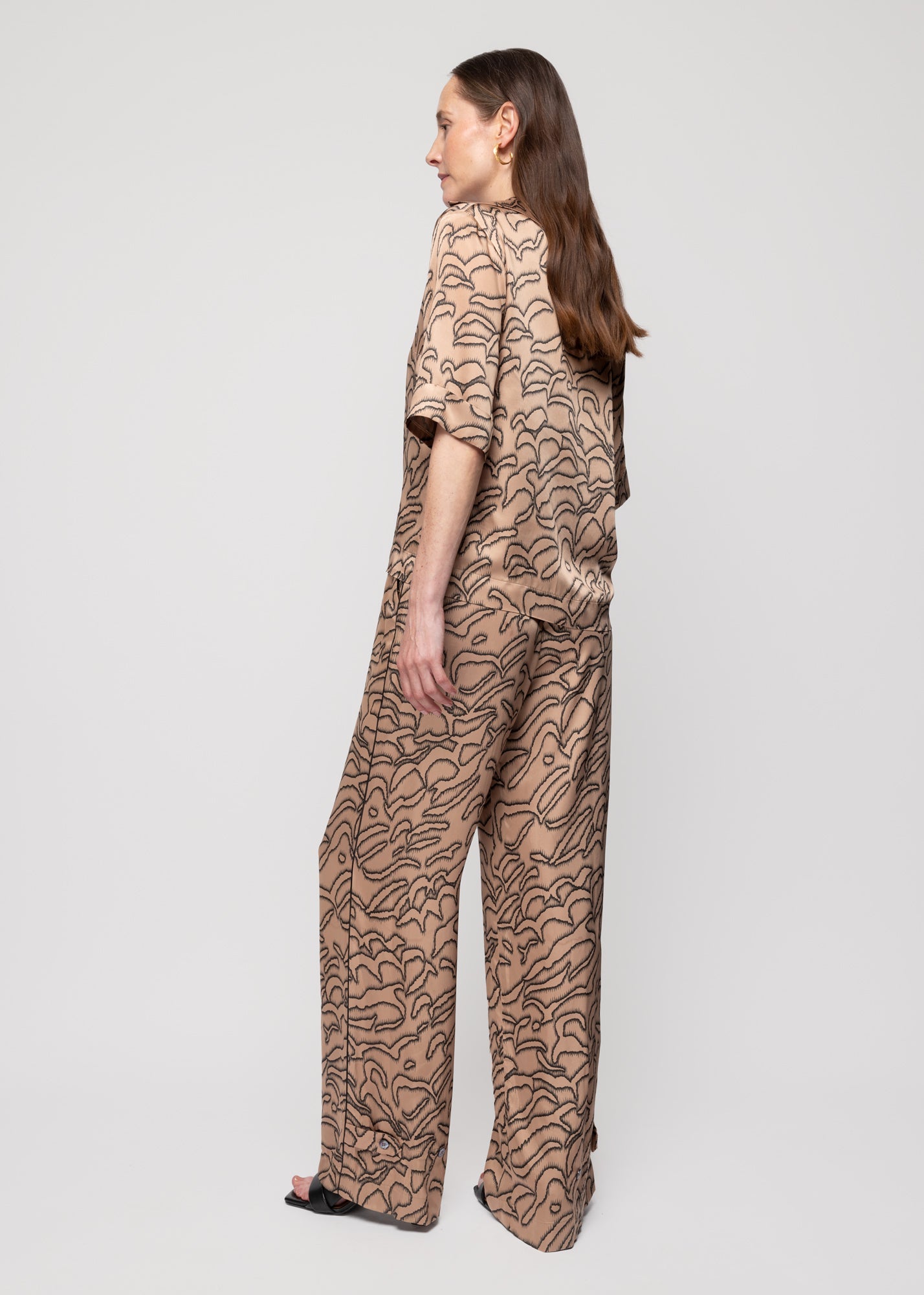 Wide leg broek met print