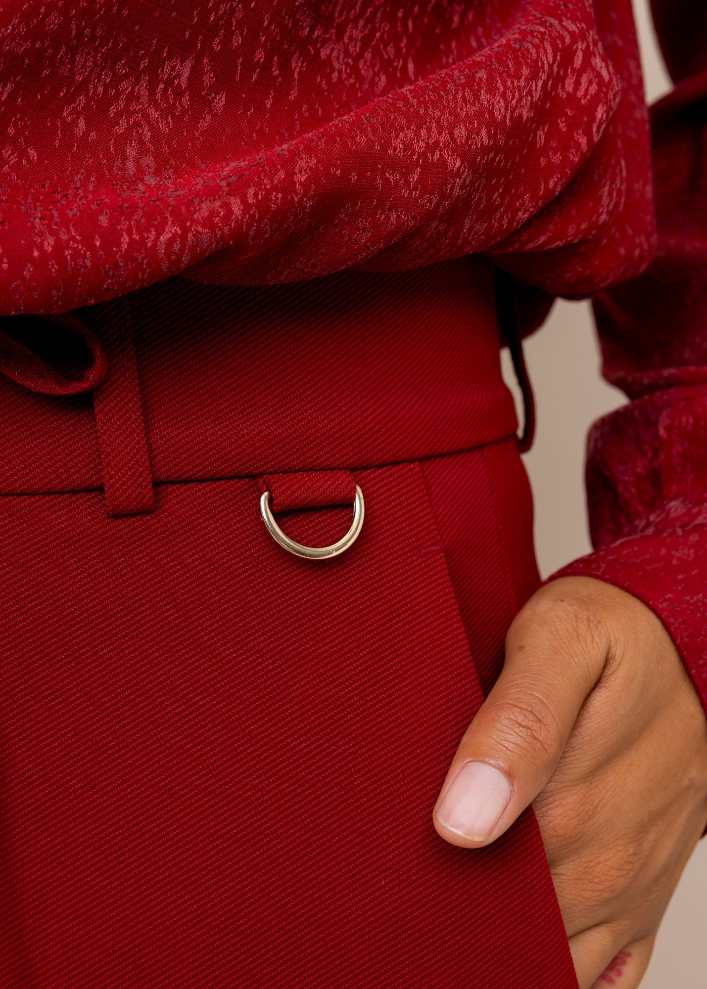 Tailored twill broek met ring