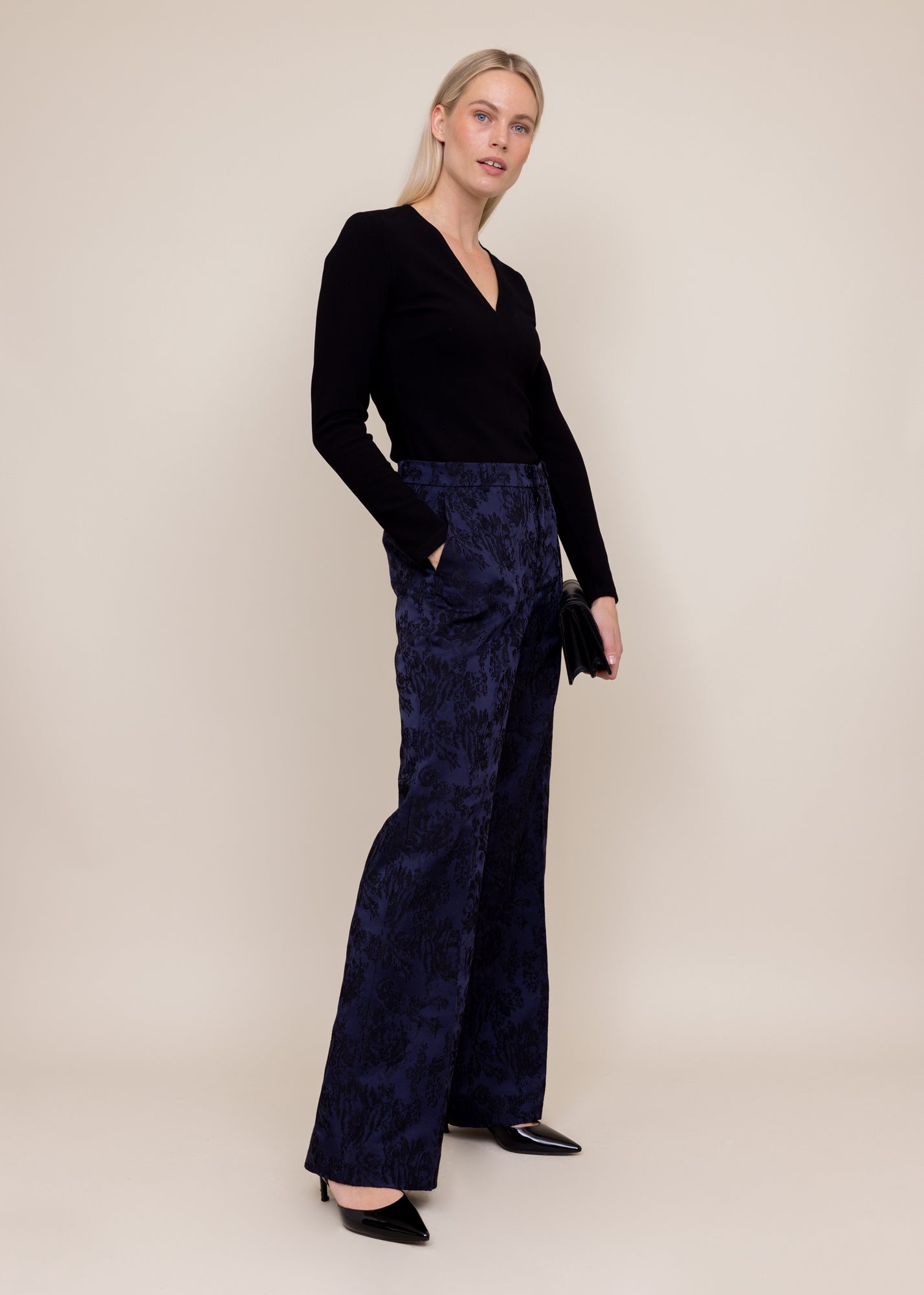 Rib top met V hals