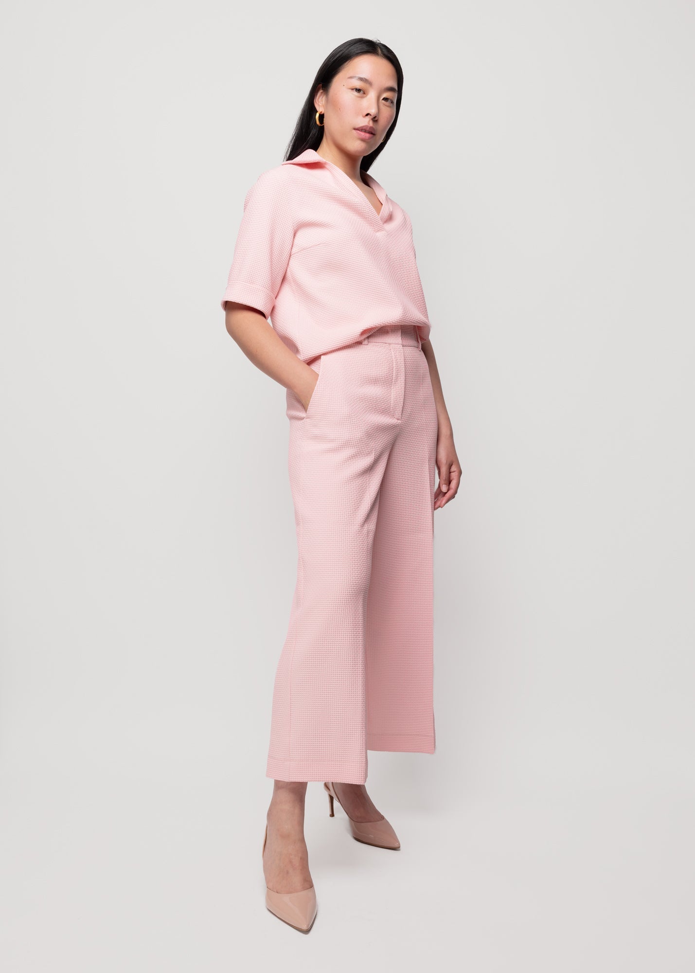 Wafel structuur pantalon