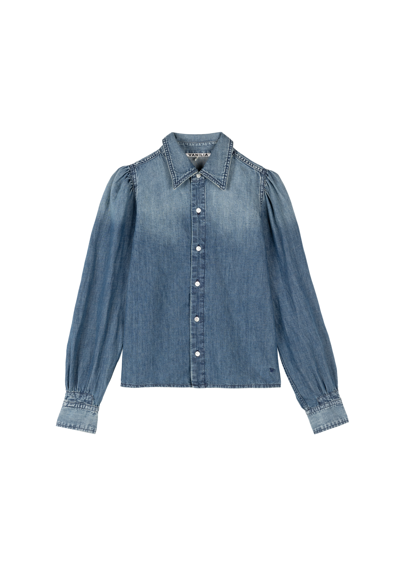 Katoen-linnen denim blouse