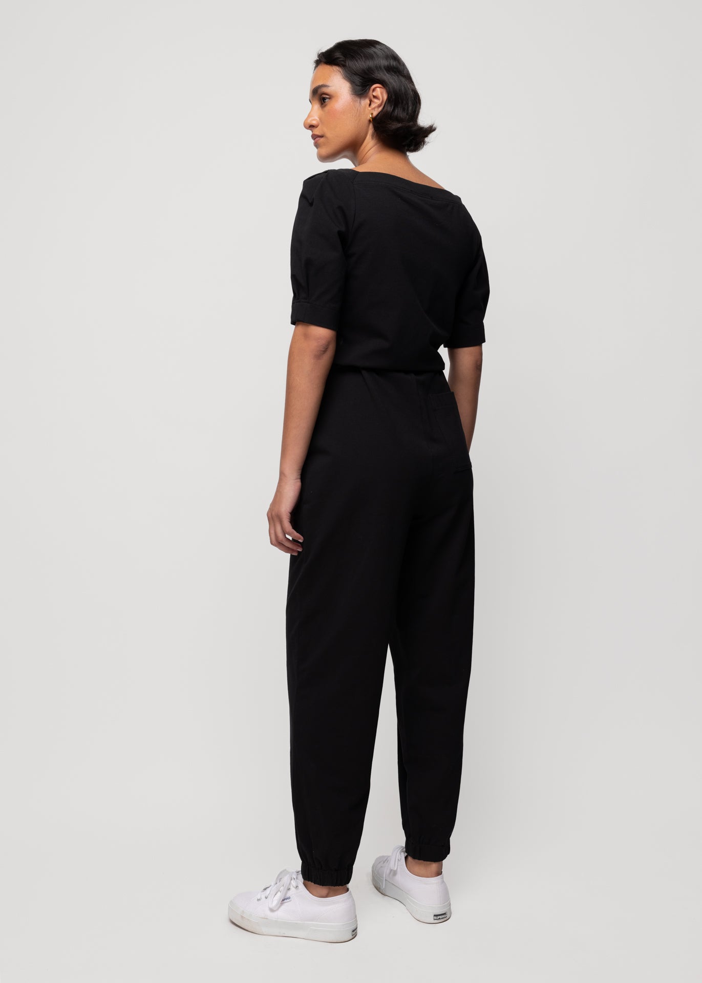 Katoenen jumpsuit met vierkante hals