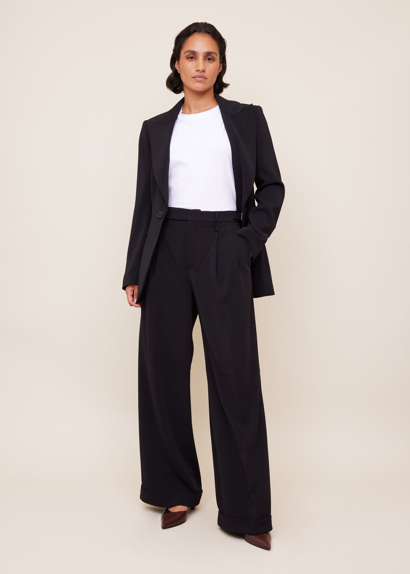 Crêpe broek tailored wide leg