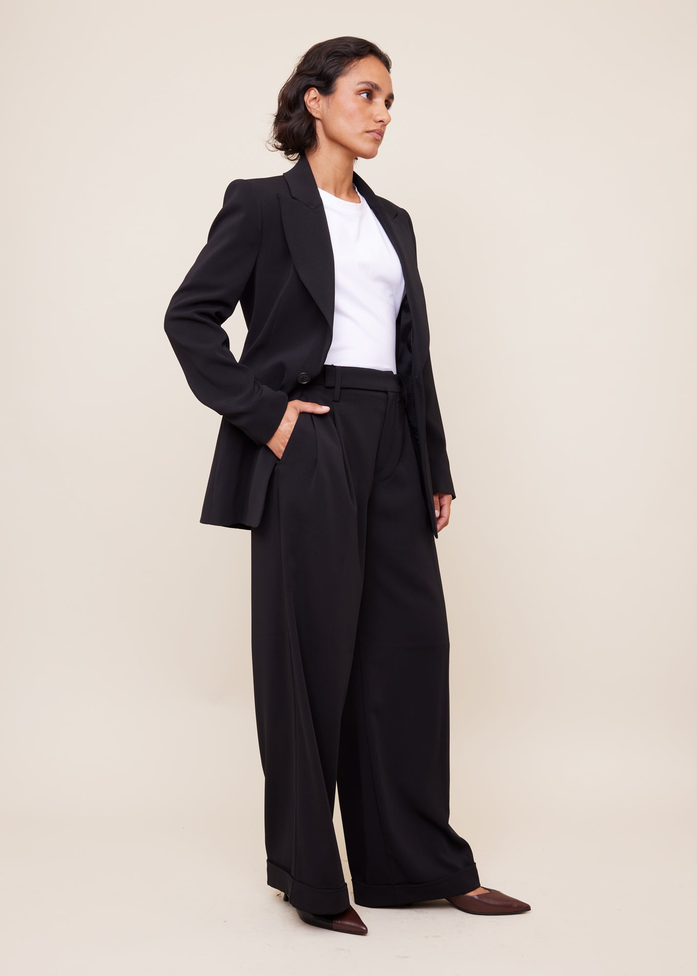 Crêpe broek tailored wide leg