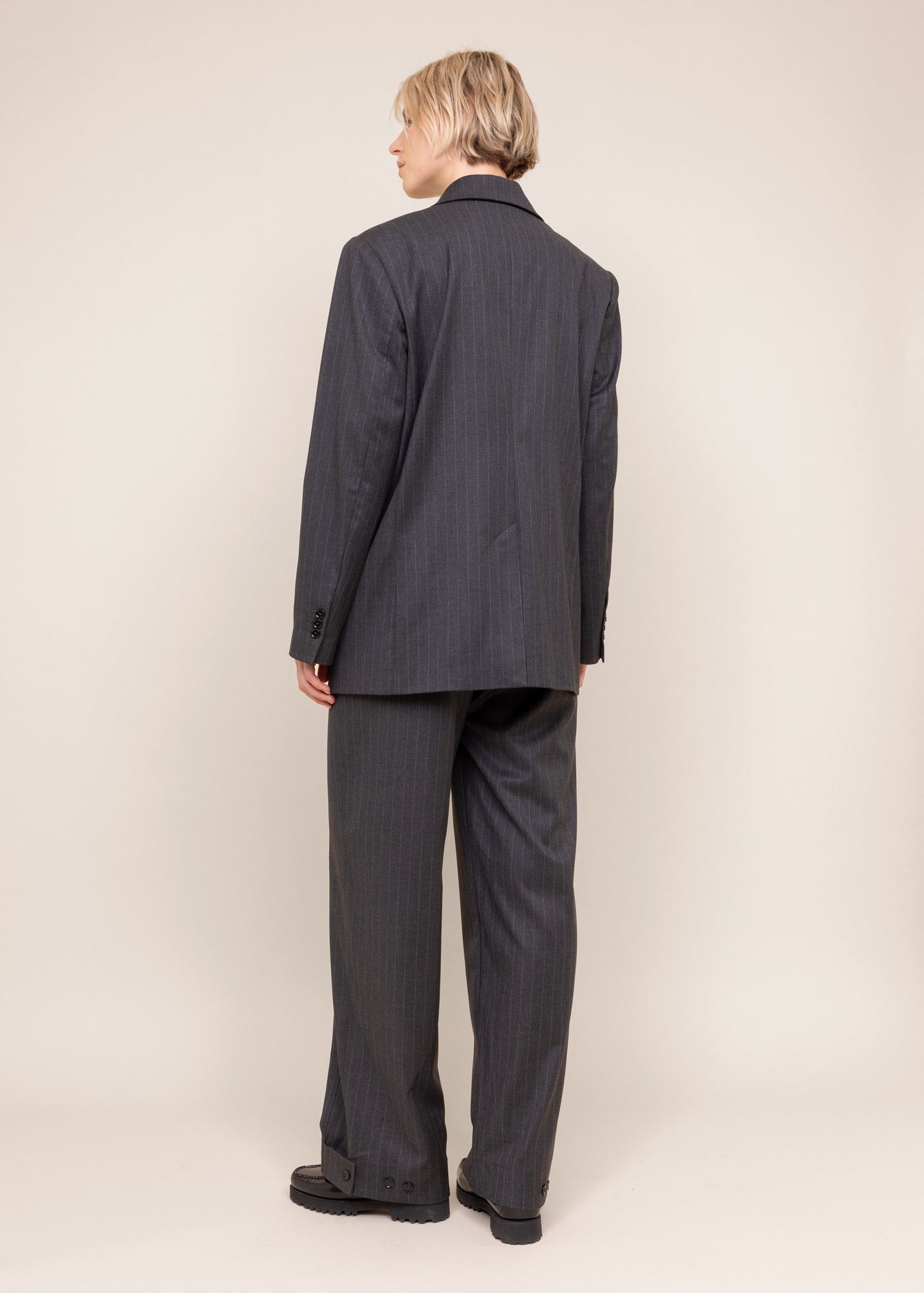 Tailored wide broek met krijtstreep