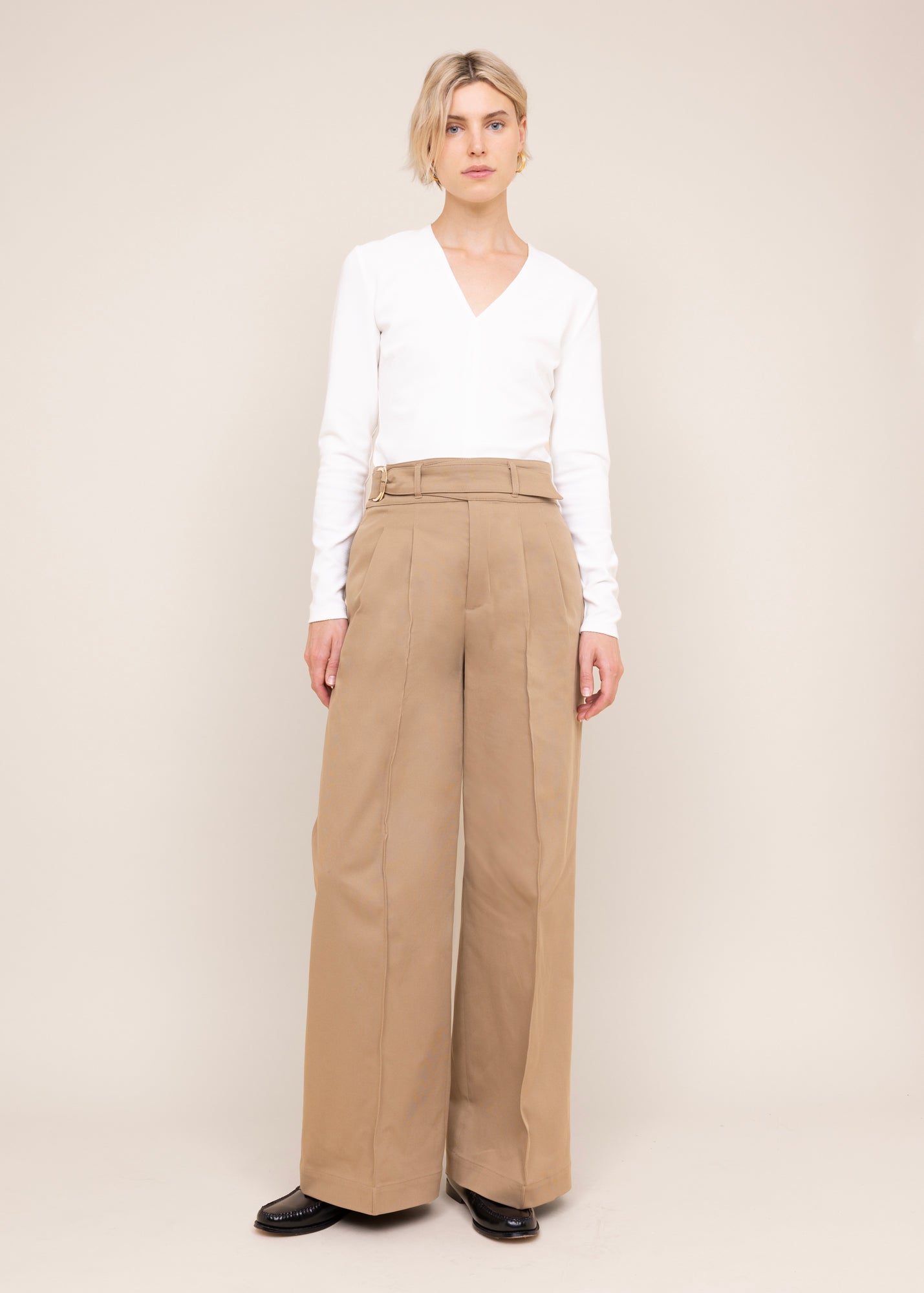 Twill broek wide leg