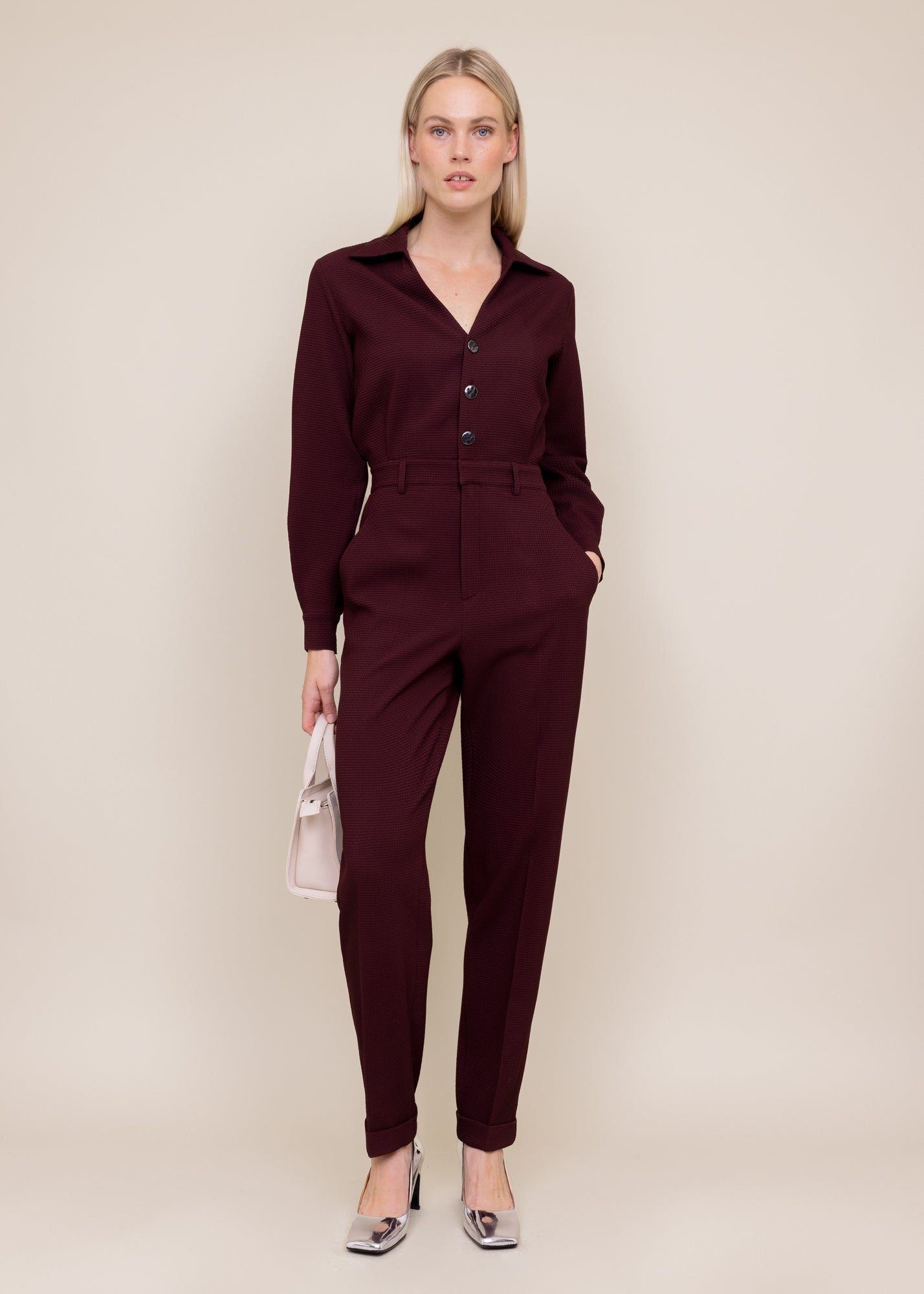 Wafel structuur jumpsuit