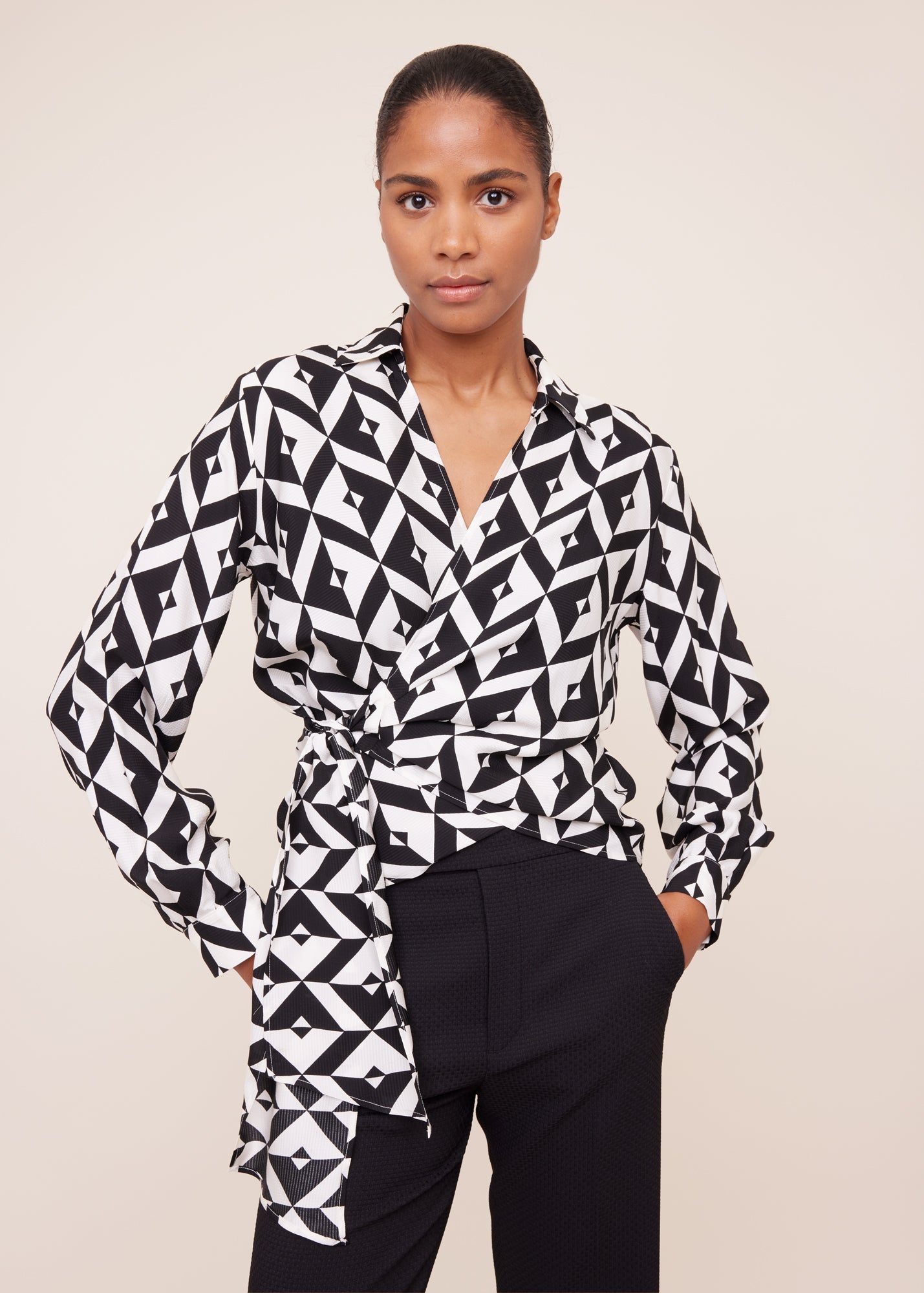 Viscose wrap top met print