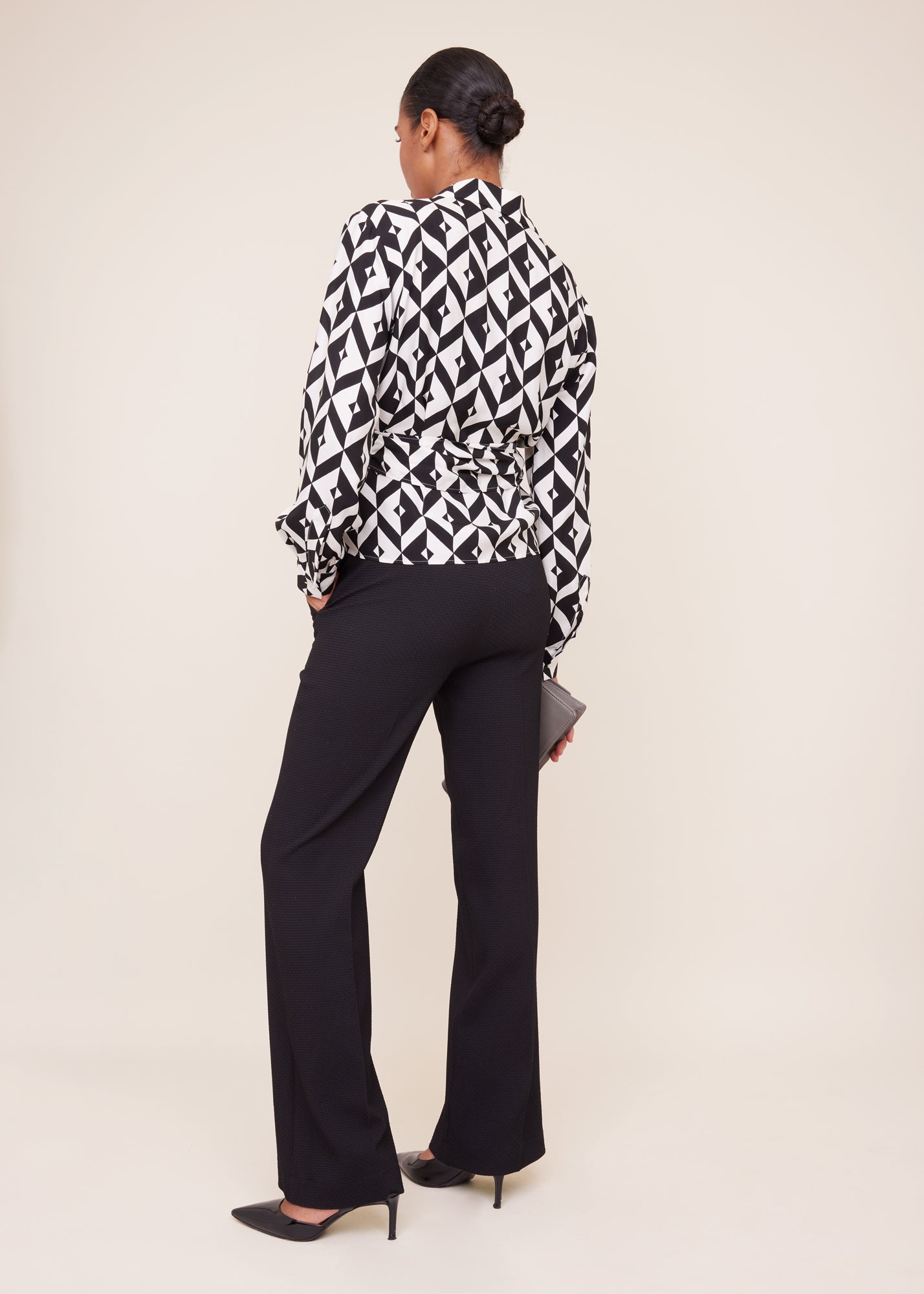 Viscose wrap top met print