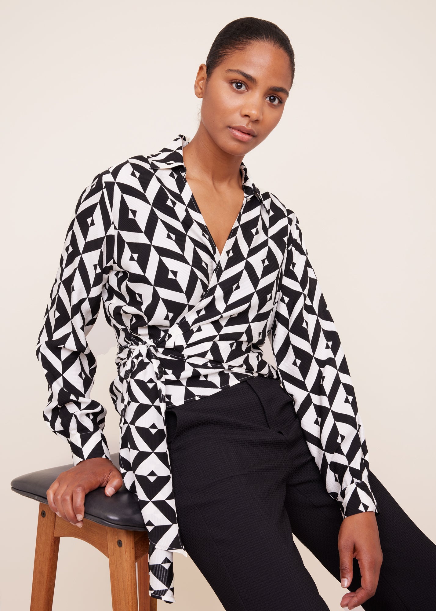 Viscose wrap top met print