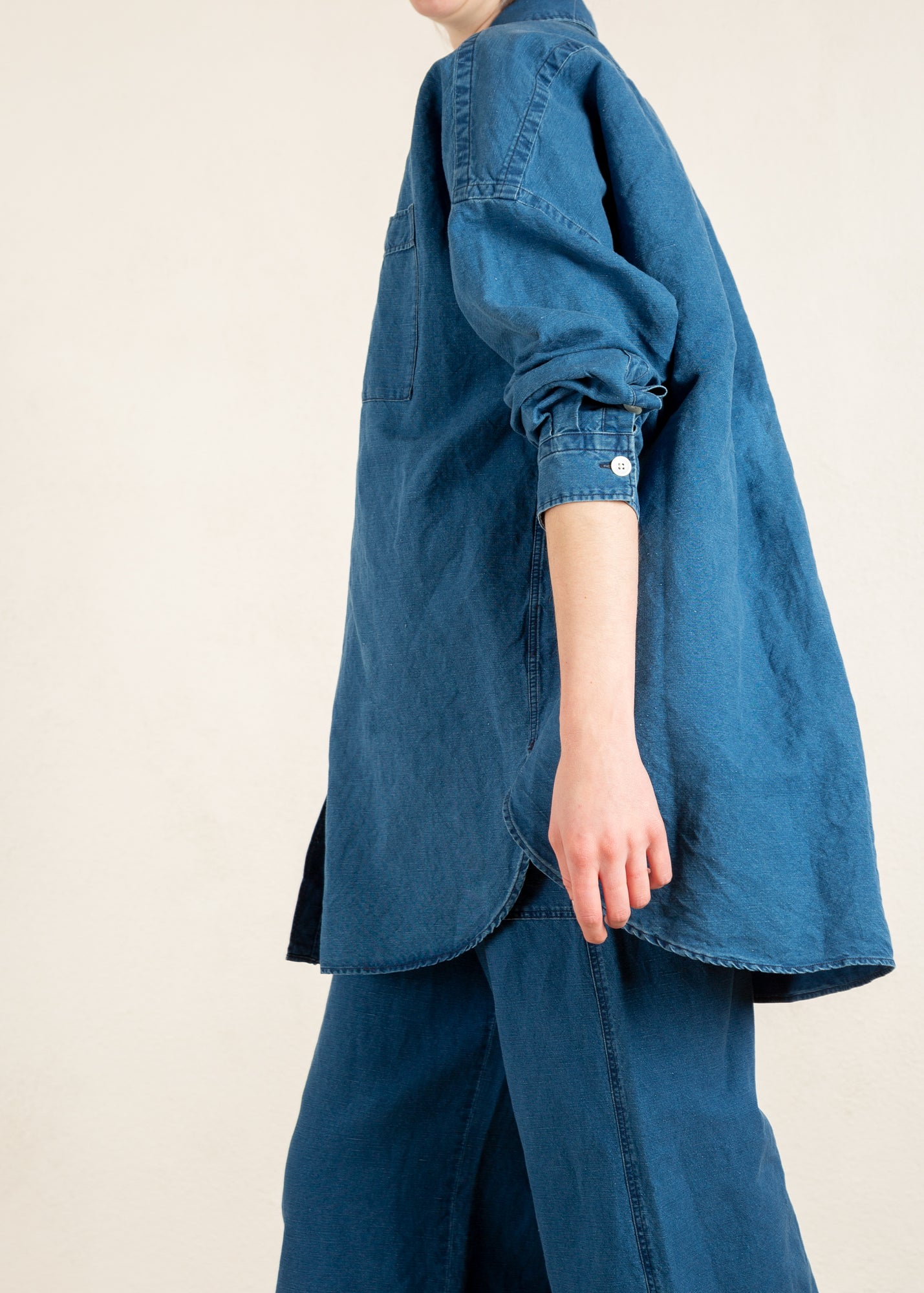 Achterkant denim damesblouse