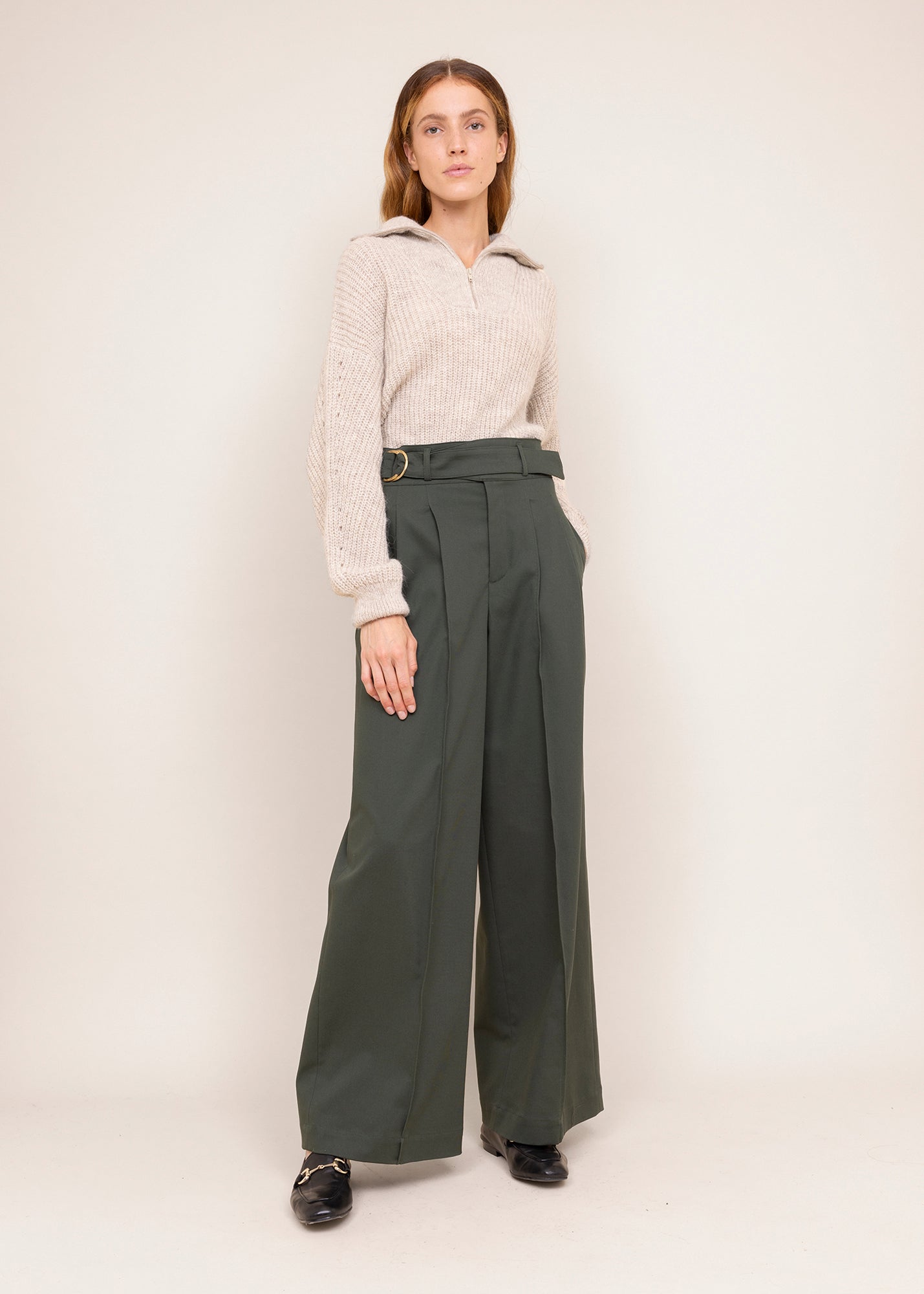 Twill broek wide leg