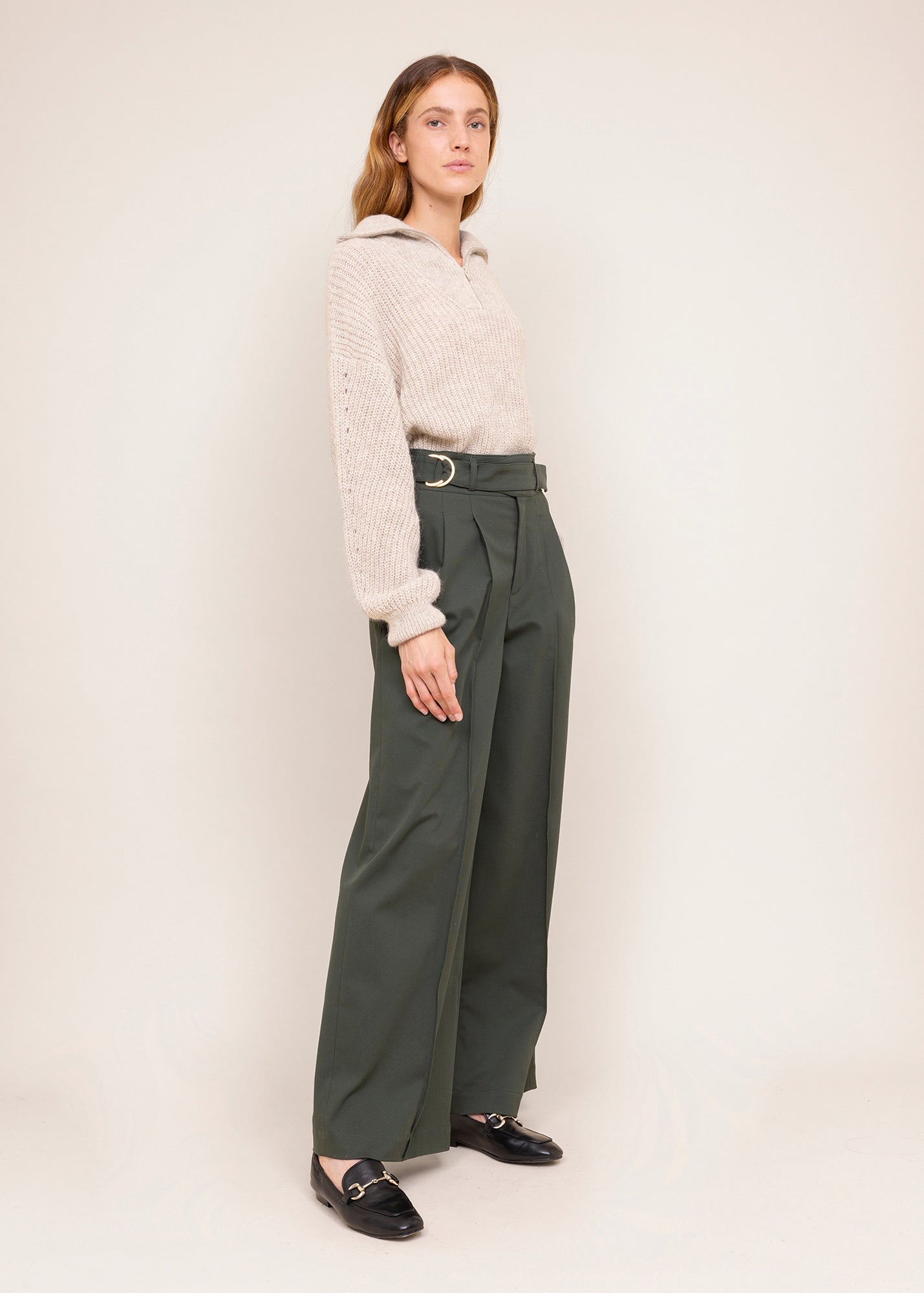 Twill broek wide leg