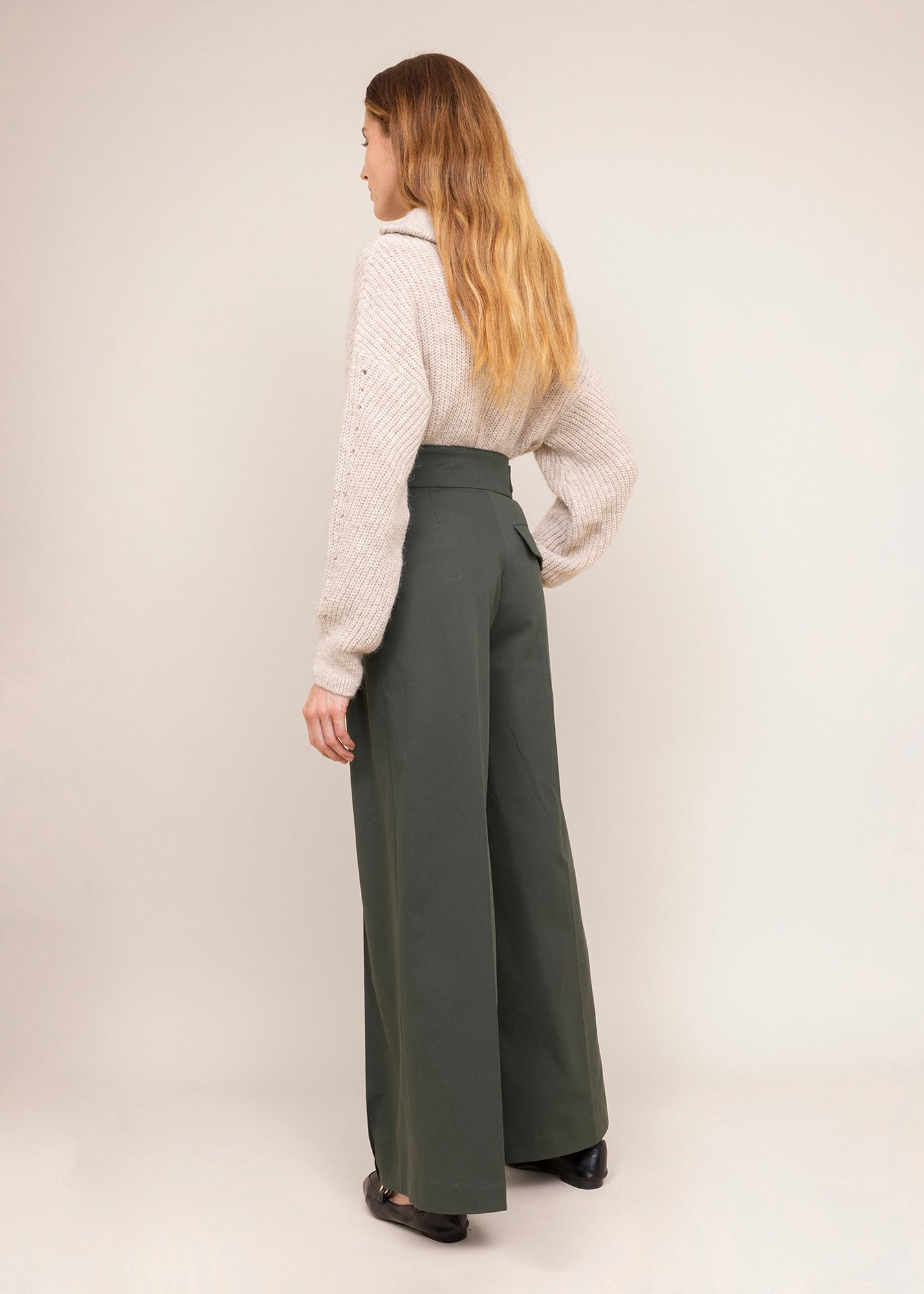 Twill broek wide leg