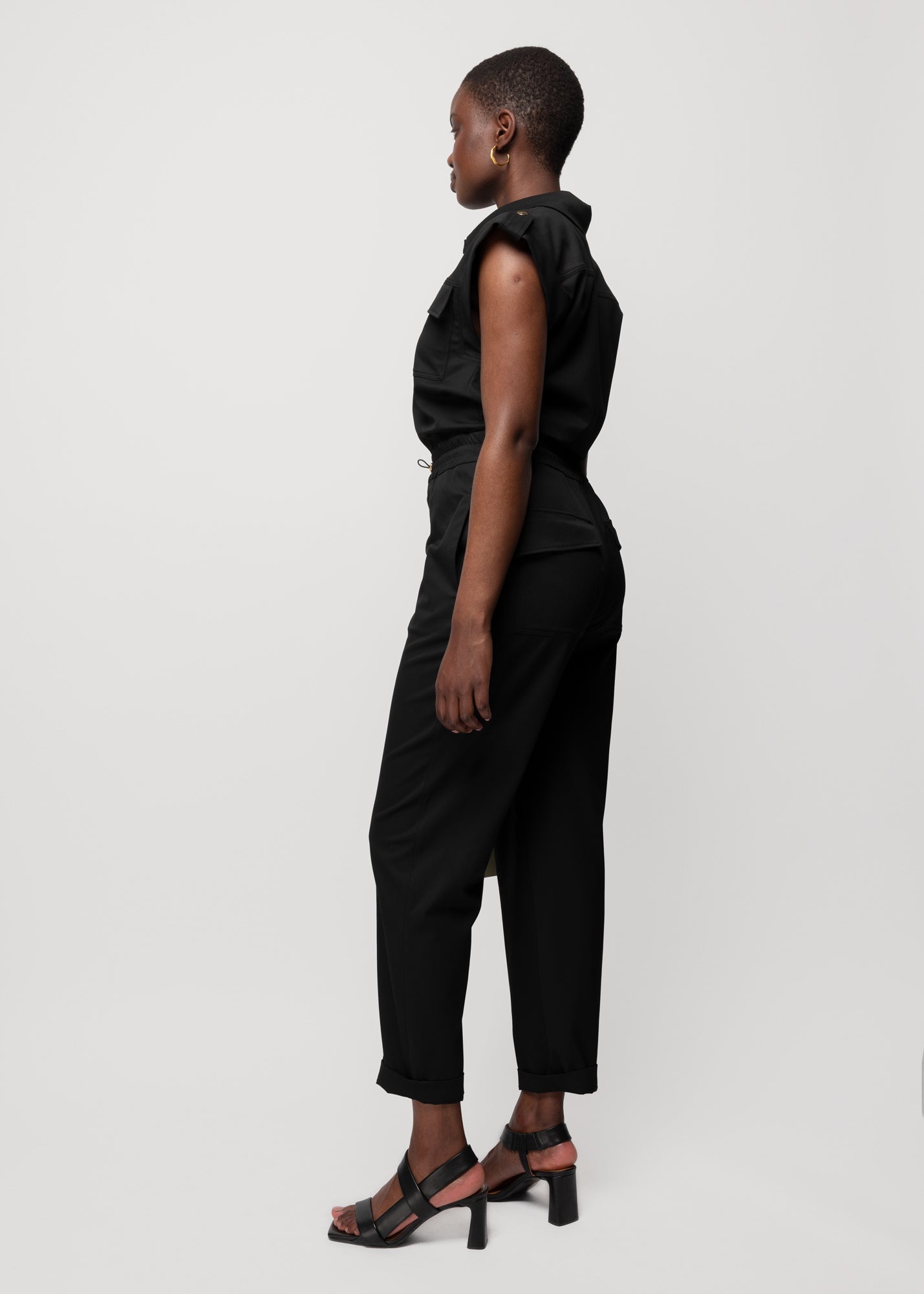 Viscose jumpsuit met korte mouwen