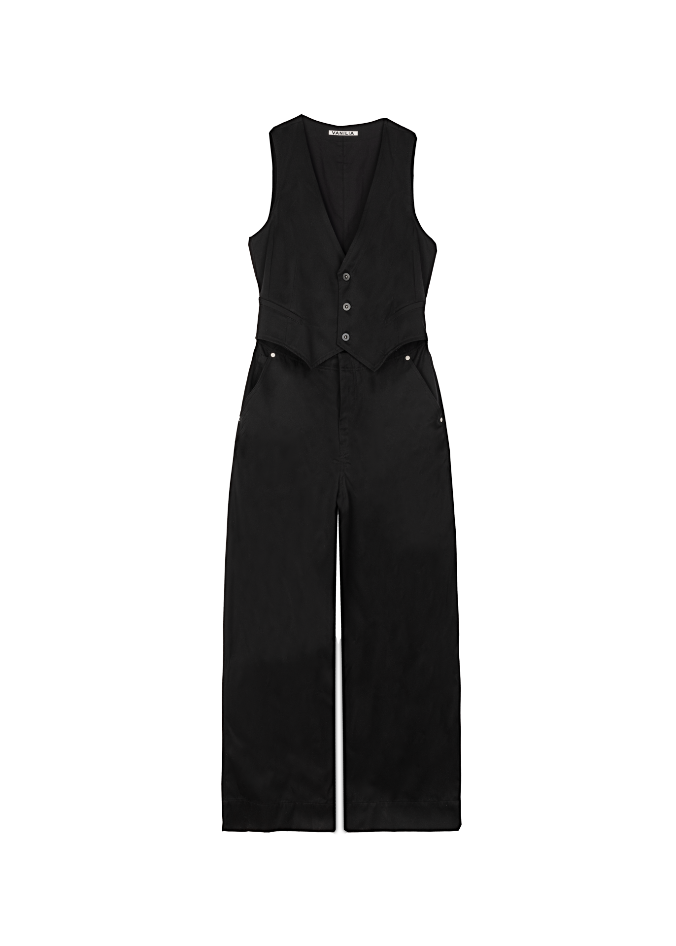 Twill jumpsuit wide leg