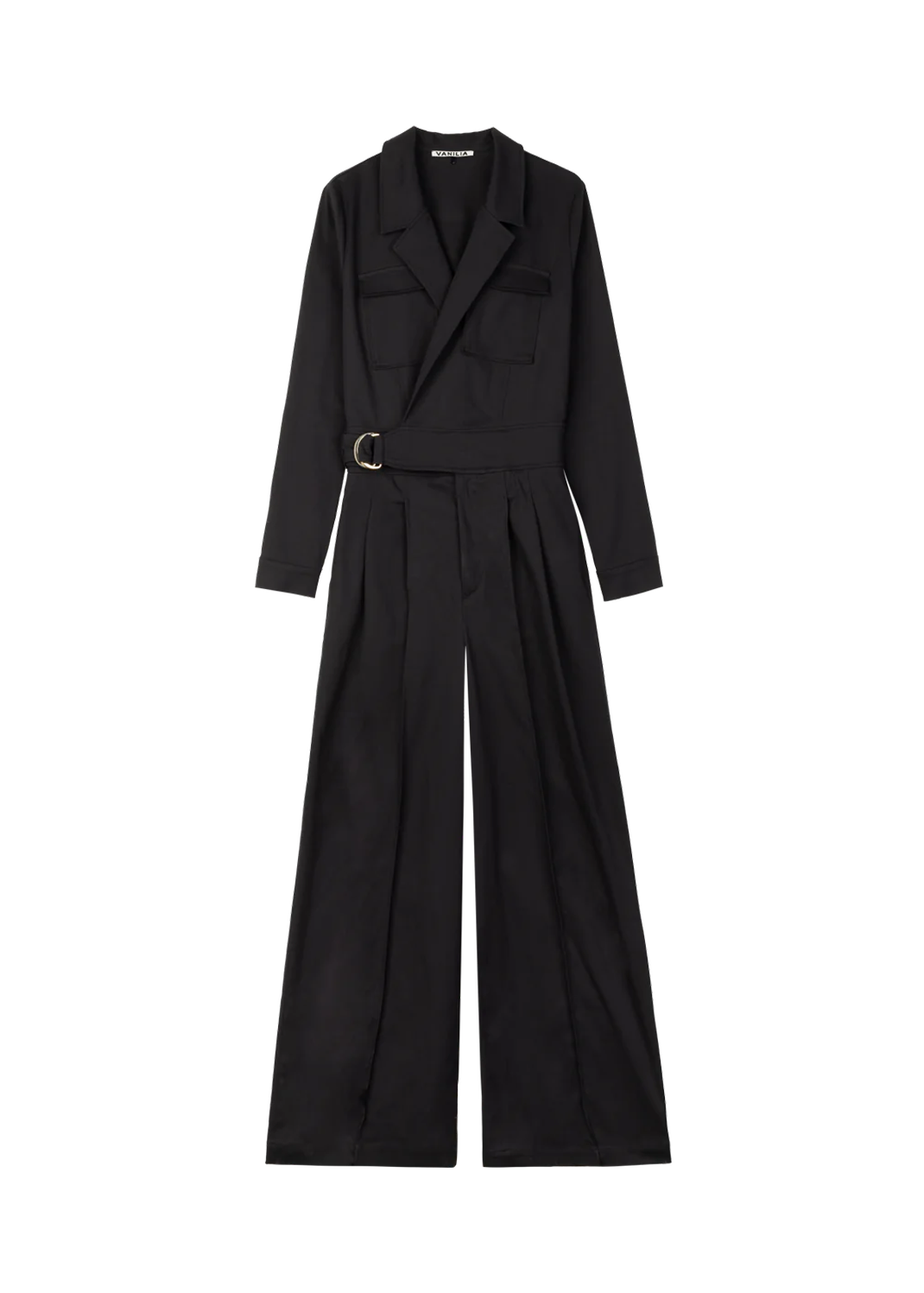 Twill jumpsuit wide leg